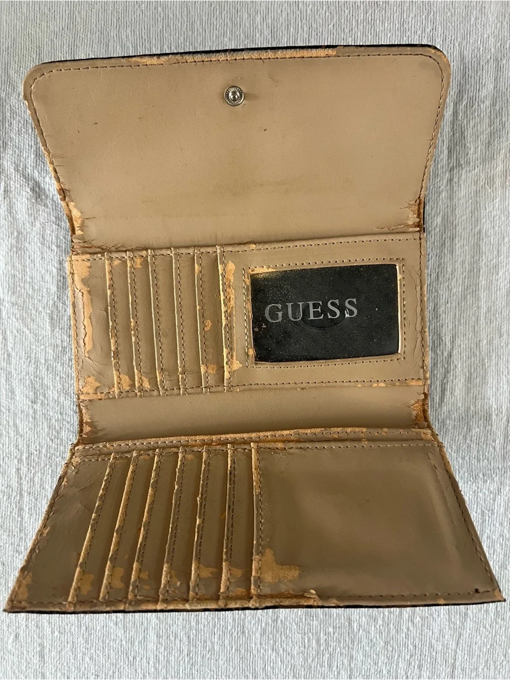 GUESS 1981 Brown Monogram Floral Checkbook Wallet